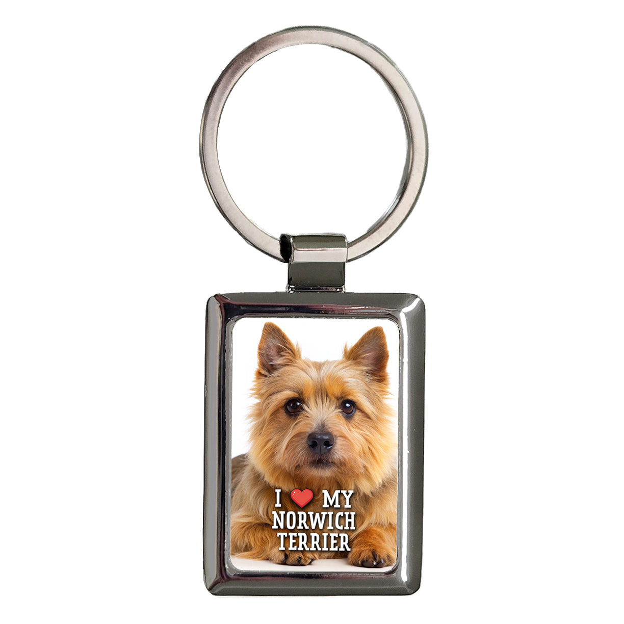 I Love My Norwich Terrier Dog Heart Rectangle Metal Keychain