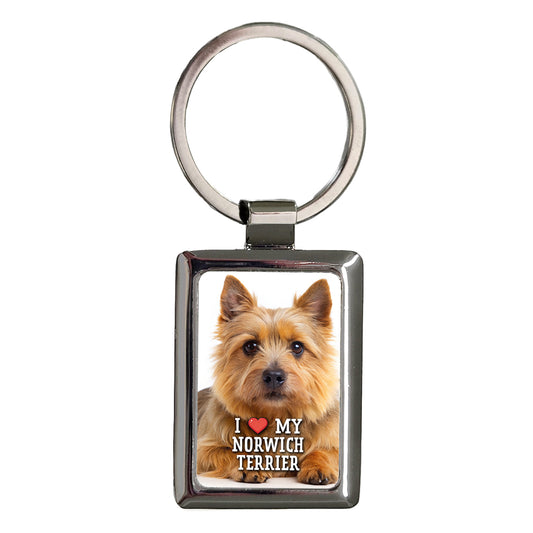 I Love My Norwich Terrier Dog Heart Rectangle Metal Keychain