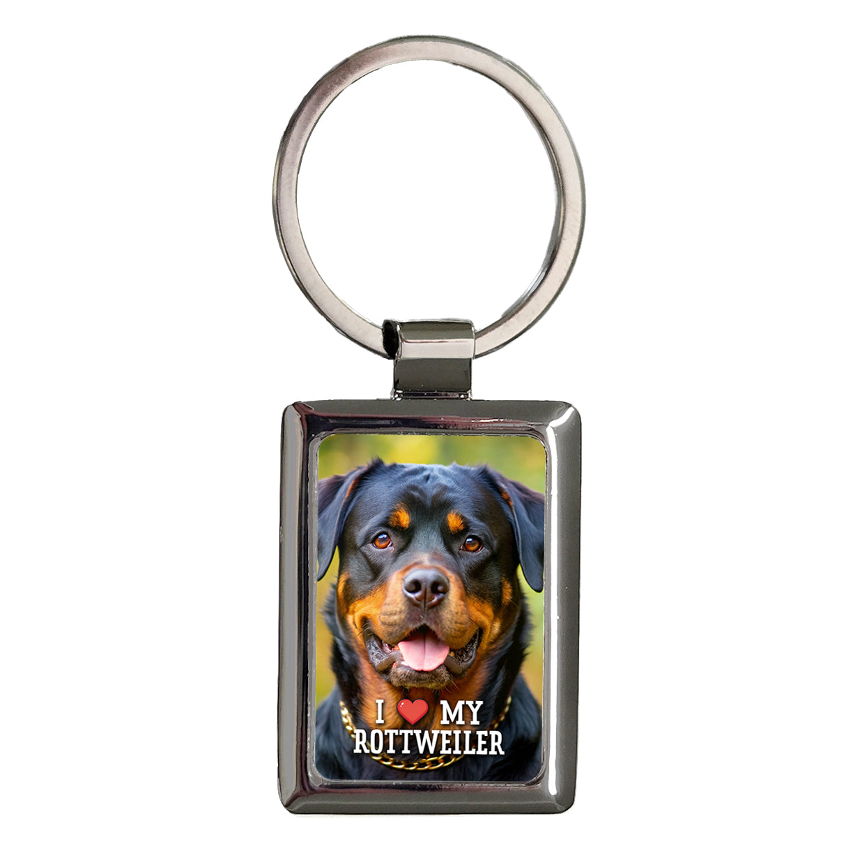 I Love My Rottweiler Dog Heart Rectangle Metal Keychain