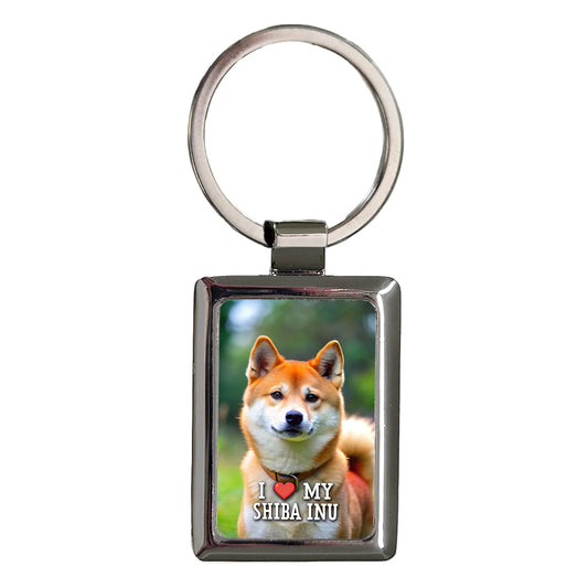 I Love My Shiba Inu Dog Heart Rectangle Metal Keychain