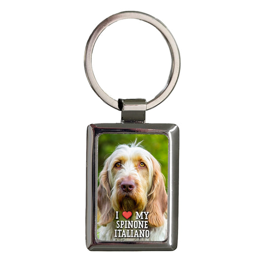 I Love My Spinone Italiano Dog Heart Rectangle Metal Keychain