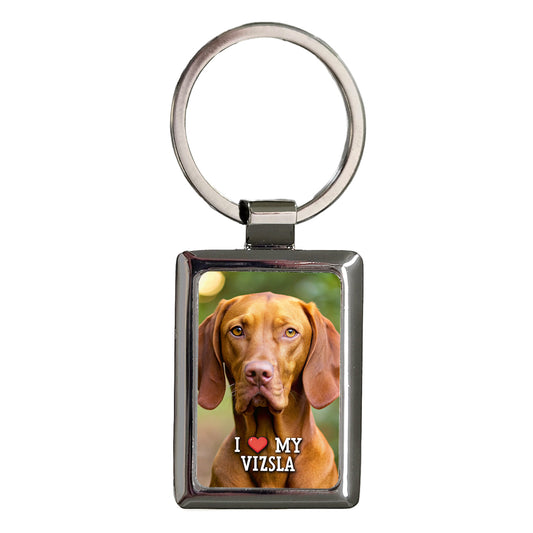 I Love My Vizsla Dog Heart Rectangle Metal Keychain