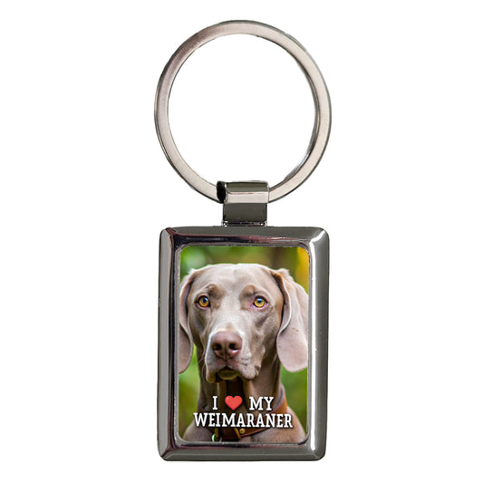 I Love My Weimaraner Dog Heart Rectangle Metal Keychain
