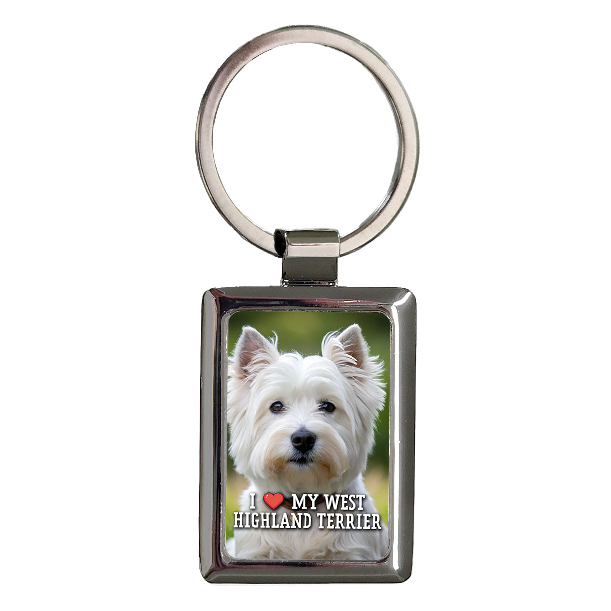 I Love My West Highland Terrier Dog Heart Rectangle Metal Keychain