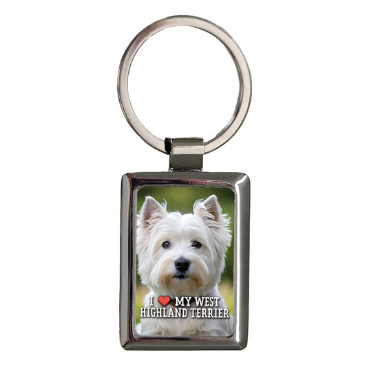 I Love My West Highland Terrier Dog Heart Rectangle Metal Keychain