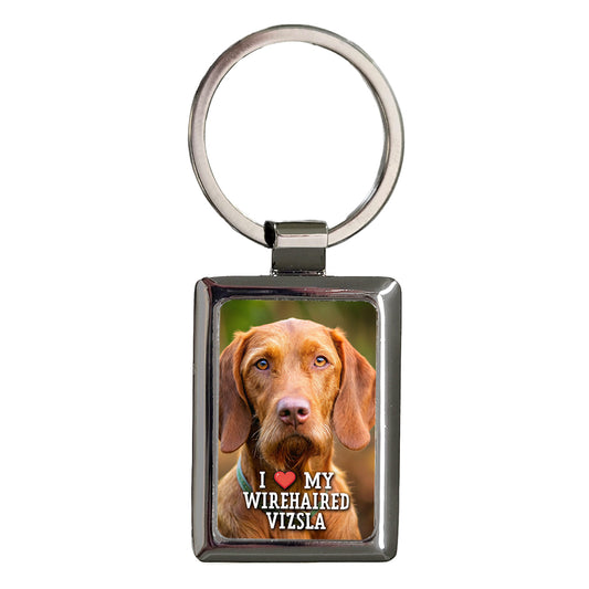 I Love My Wirehaired Vizsla Dog Heart Rectangle Metal Keychain