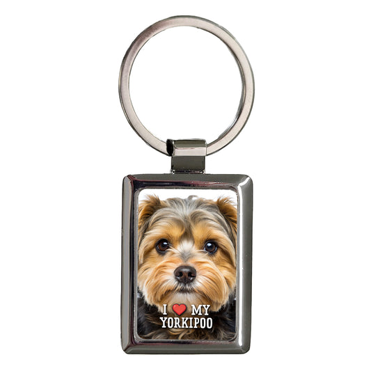 I Love My Yorkipoo Dog Heart Rectangle Metal Keychain