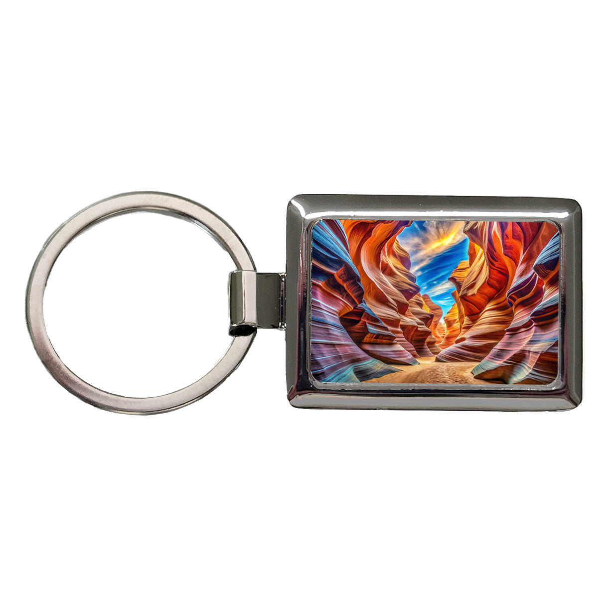 Antelope Canyon Arizona Watercolor Style Rectangle Metal Keychain