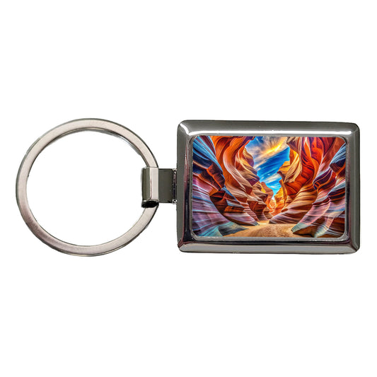 Antelope Canyon Arizona Watercolor Style Rectangle Metal Keychain