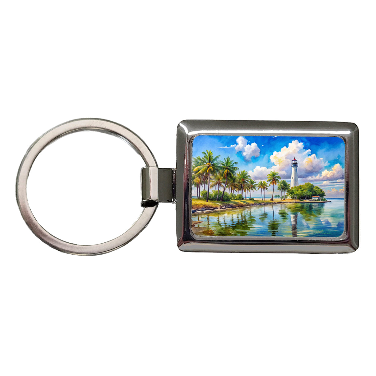 Biscayne National Park Florida Watercolor Style Rectangle Metal Keychain