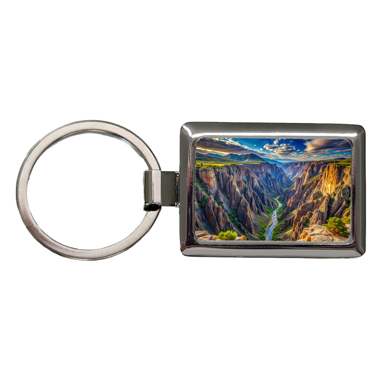 Black Canyon of the Gunnison National Park Colorado Watercolor Style Rectangle Metal Keychain