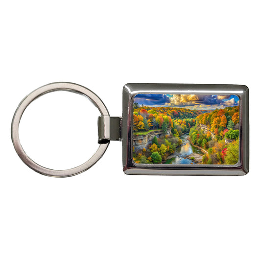 Cuyahoga Valley National Park Ohio Watercolor Style Rectangle Metal Keychain