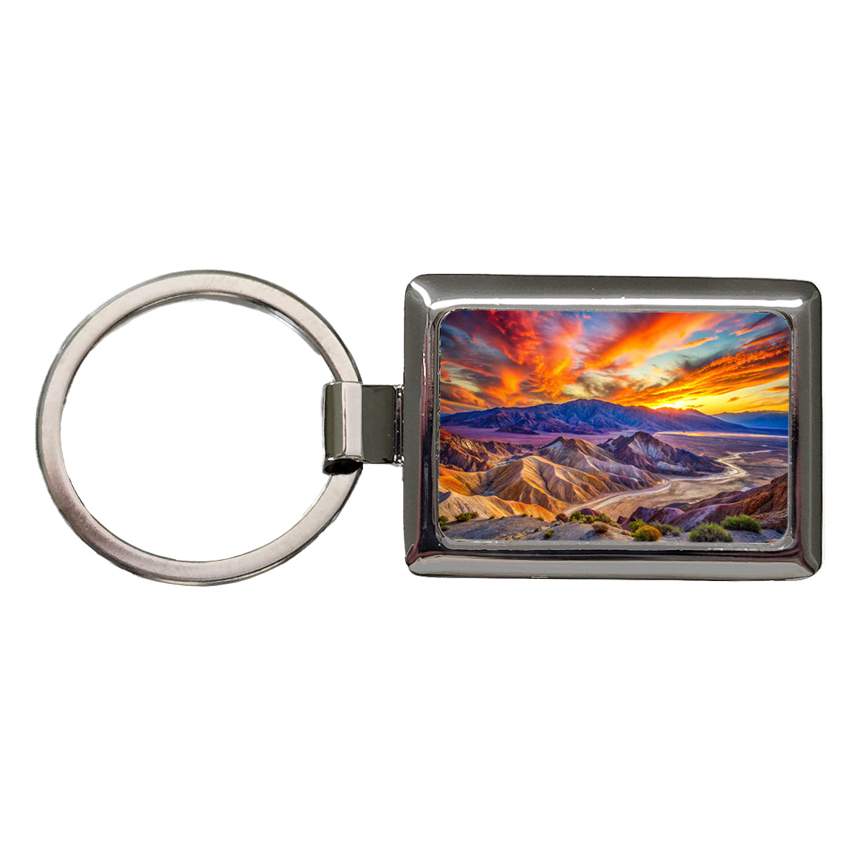 Death Valley National Park California Watercolor Style Rectangle Metal Keychain