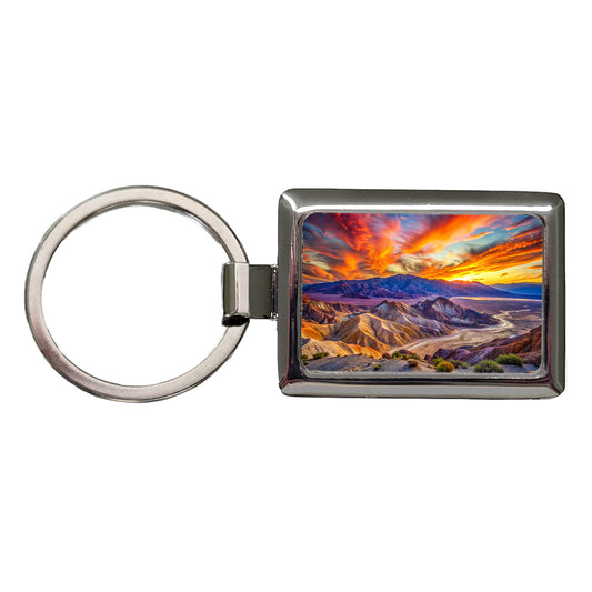 Death Valley National Park California Watercolor Style Rectangle Metal Keychain
