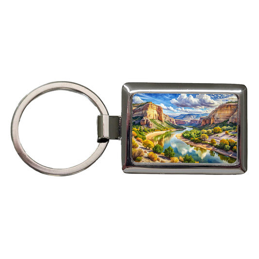 Dinosaur National Monument Colorado, Utah Watercolor Style Rectangle Metal Keychain