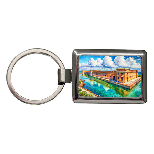 Dry Tortugas National Park Florida Watercolor Style Rectangle Metal Keychain