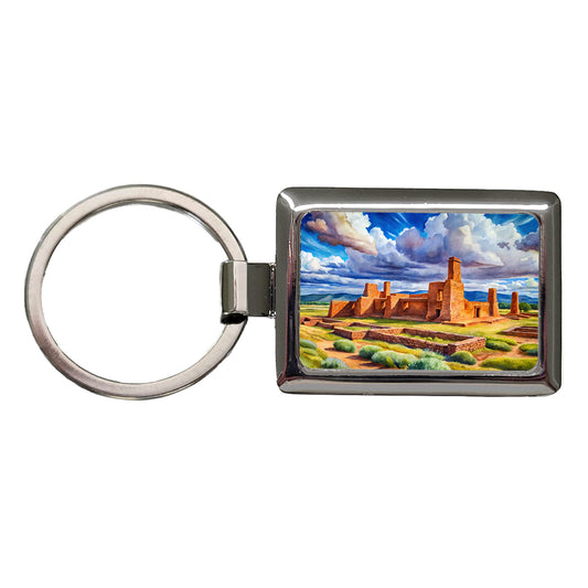 Fort Union National Monument New Mexico Watercolor Style Rectangle Metal Keychain