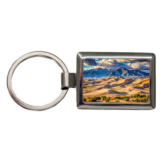 Great Sand Dunes National Park Colorado Watercolor Style Rectangle Metal Keychain