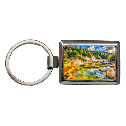 Hot Springs National Park Arkansas Watercolor Style Rectangle Metal Keychain