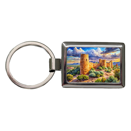 Hovenweep National Monument Colorado, Utah Watercolor Style Rectangle Metal Keychain