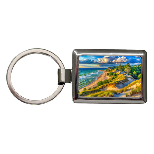 Indiana Dunes National Park Indiana Watercolor Style Rectangle Metal Keychain
