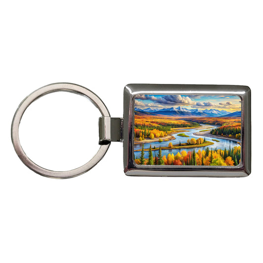 Kobuk Valley National Park Alaska Watercolor Style Rectangle Metal Keychain