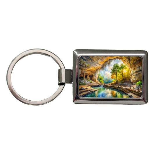 Mammoth Cave National Park Kentucky Watercolor Style Rectangle Metal Keychain
