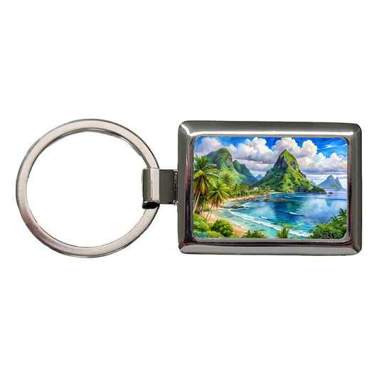 National Park of American Samoa Watercolor Style Rectangle Metal Keychain