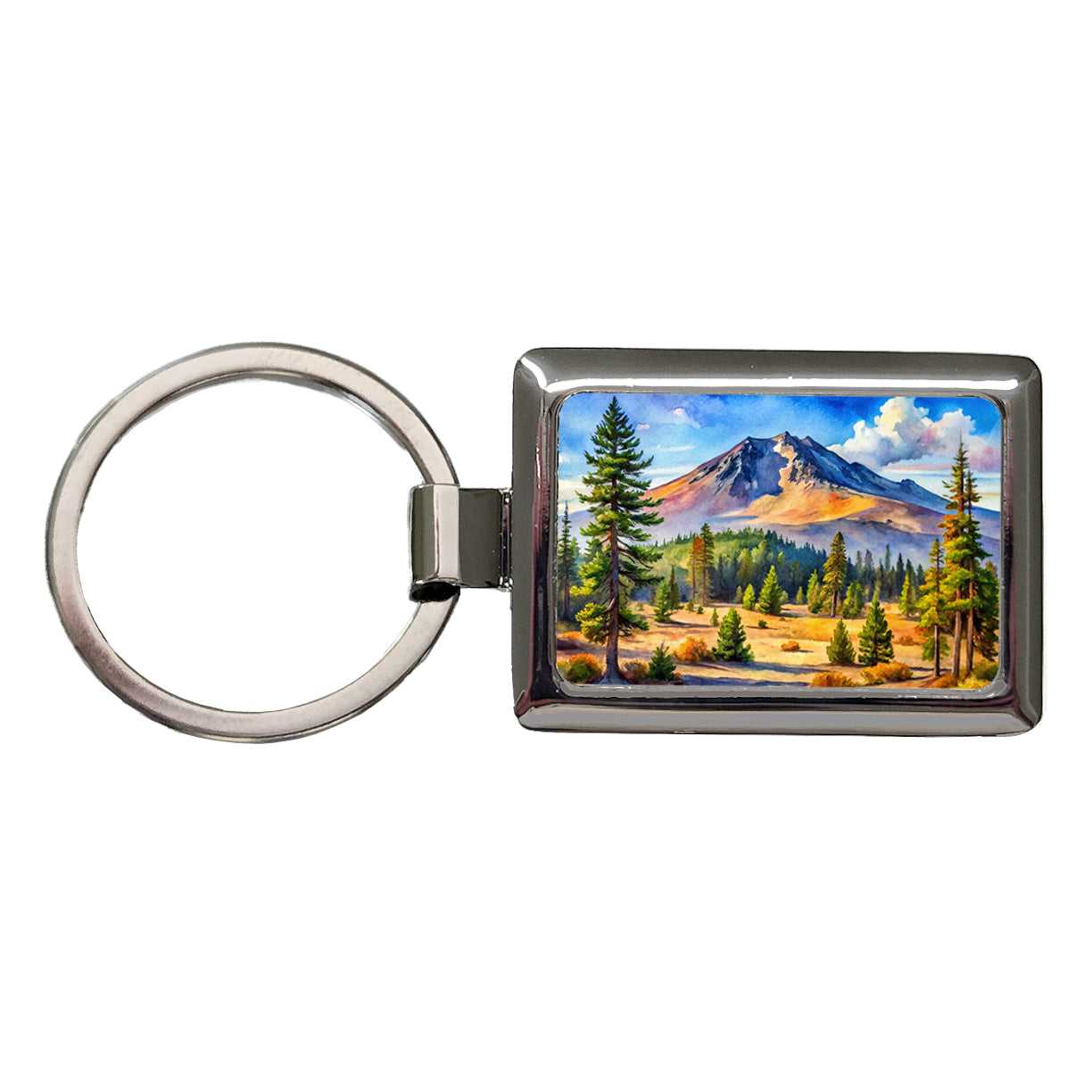 Newberry Volcanic National Monument Oregon Watercolor Style Rectangle Metal Keychain