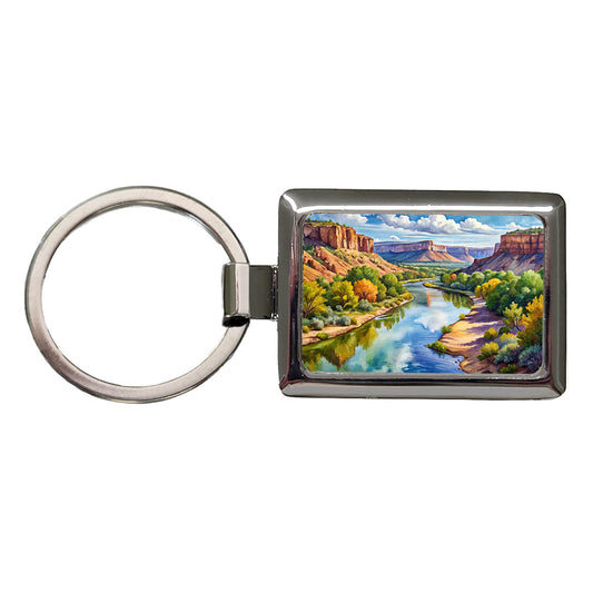 Rio Grande del Norte National Monument New Mexico Watercolor Style Rectangle Metal Keychain