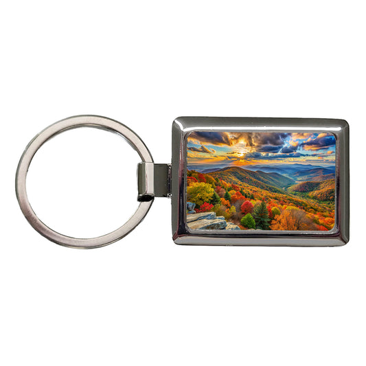 Shenandoah National Park Virginia Watercolor Style Rectangle Metal Keychain