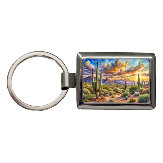 Sonoran Desert National Monument Arizona Watercolor Style Rectangle Metal Keychain