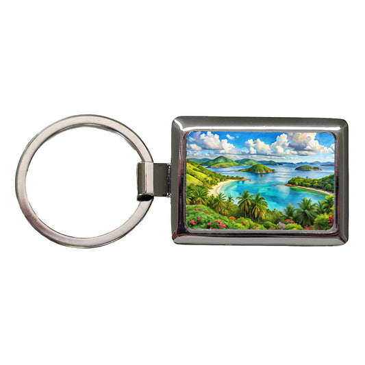 Virgin Islands National Park Watercolor Style Rectangle Metal Keychain