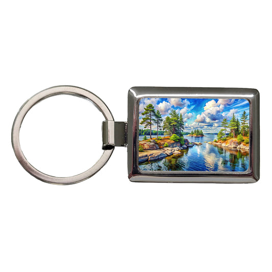 Voyageurs National Park Minnesota Watercolor Style Rectangle Metal Keychain