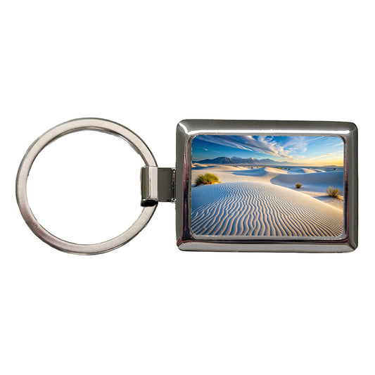 White Sands National Park New Mexico Watercolor Style Rectangle Metal Keychain