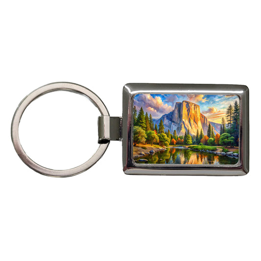 Yosemite National Park El Capitan Watercolor Style Rectangle Metal Keychain