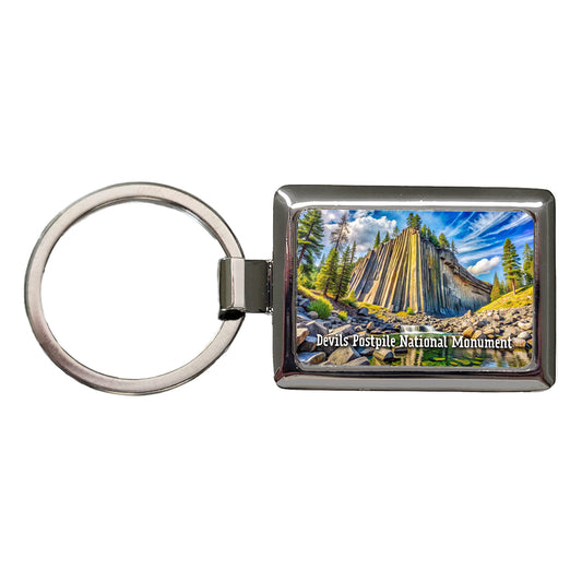Devils Postpile National Monument California Rectangle Metal Keychain