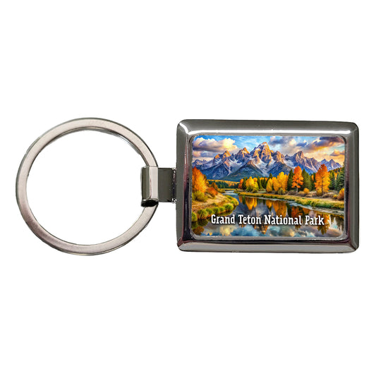 Grand Teton National Park Wyoming Rectangle Metal Keychain