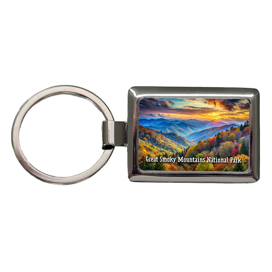 Great Smoky Mountains National Park North Carolina Tennessee Rectangle Metal Keychain