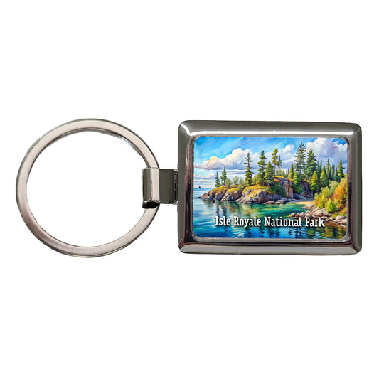 Isle Royale National Park Michigan Rectangle Metal Keychain