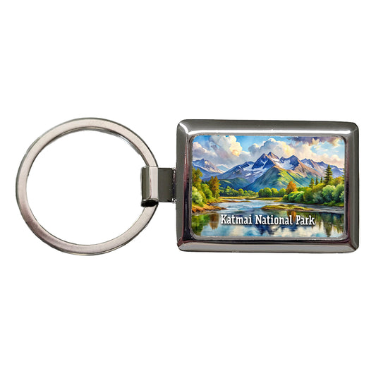 Katmai National Park Alaska Rectangle Metal Keychain