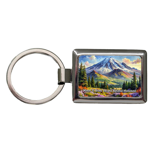 Mount St. Helens Volcanic National Monument Washington Rectangle Metal Keychain