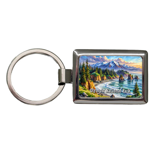 Olympic National Park Washington Rectangle Metal Keychain