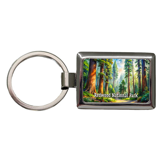 Redwood National Park California Rectangle Metal Keychain