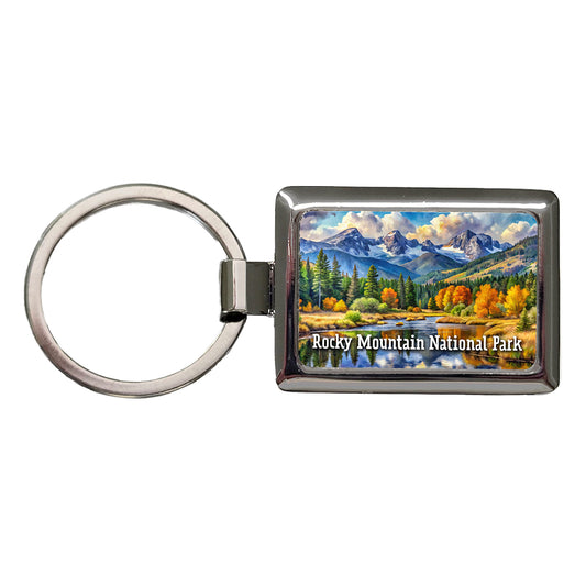 Rocky Mountain National Park Colorado Rectangle Metal Keychain