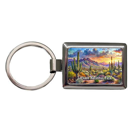 Saguaro National Park Arizona Rectangle Metal Keychain