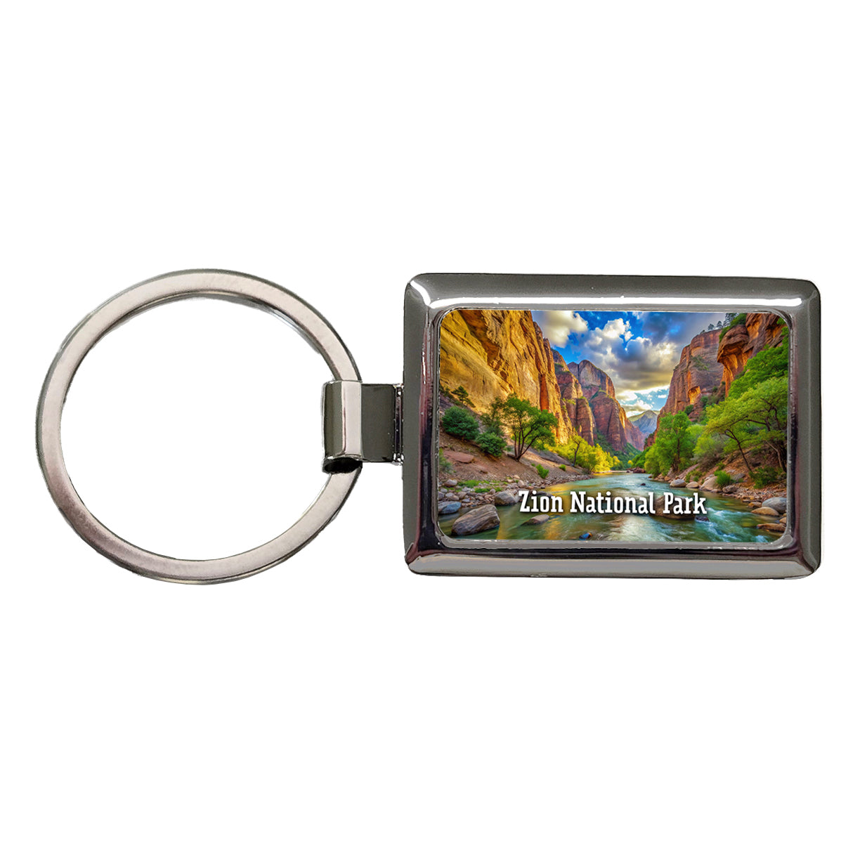 Zion National Park Utah Rectangle Metal Keychain