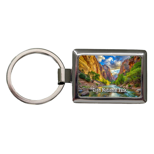 Zion National Park Utah Rectangle Metal Keychain