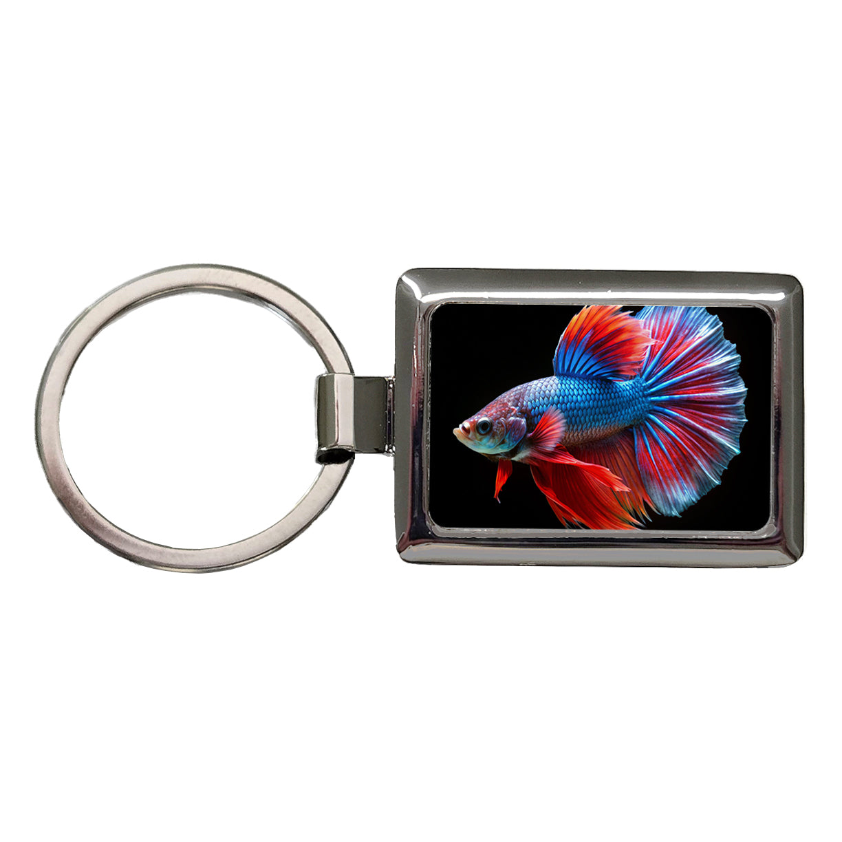 Betta Siamese Fighting Fish Rectangle Metal Keychain