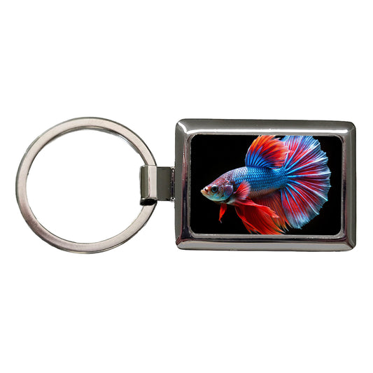 Betta Siamese Fighting Fish Rectangle Metal Keychain